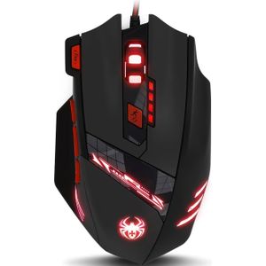 Zelotes T90 Gaming Muis met 6 Snelheden Instelbare DPI, 8 Programmeerbare Knoppen, RGB LED Verlichting, USB, Ergonomisch Ontwerp, Compatibel met , voor PC, Laptop
