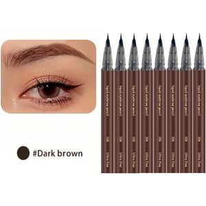 8-delige set ultrafijne extra wenkbrauwpen, waterdicht, professioneel zweetbestendig vloeibaar wenkbrauwpotlood, langdurige make-up, microblading eyeliner 2 in 1, zomer buitenshuis reizen.