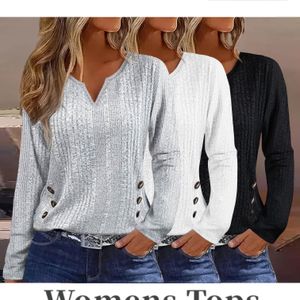 Vrouwen Lente/Herfst -Delige Set: Elegante en Veelzijdige Lange Mouw met V-Hals en Knopen
