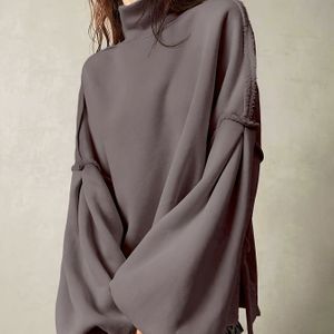 2025 Nieuwe Herfst/Winter Elegante Mode Hoge Hals Lantaarnmouw Sweatshirt voor Vrouwen, Ideaal Vakantiecadeau