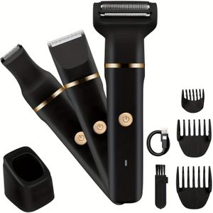 Elektrische Bikini Trimmer voor Vrouwen - 3in1 Elektrisch Scheerapparaat, Nat & Schaamhaartrimmer en Precisietrimmer, Verwisselbare Mesjes Lichaamsverzorgingstrimmer, Oplaadbaar Groomingset
