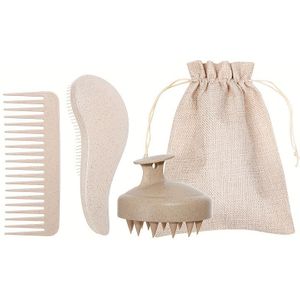 Een bamboe haarborstelset: Met zachte borstels en een draagbare schedelmassage, gepresenteerd in een kleurrijk geschenkpakket - Geschikt voor haarsoorten.