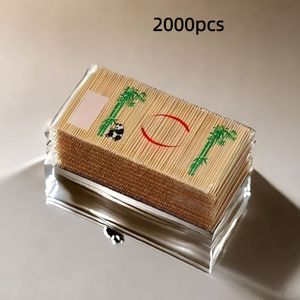 2000 stuks Natuurlijke Bamboe Dubbelkoppige Fijne Tandenstokers, Wegwerp Bamboe Tandenstokers, Draagbare Tandenstokers