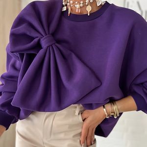 Kleur Ronde Hals Lange Mouw Trui met Strik | Losse Pasvorm, Geschikt voor Alle Seizoenen