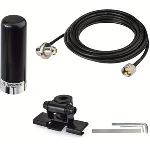 Voertuig Ham Radio Mobiele Radio Antenne VHF UHF 136-174MHz 400-470MHz Amateur Radio Twee Weg Radio Lage Profiel Antenne met Lip Mount Vaste Beugel PL259 Male 5m 16.5 voet RG58 Kabel