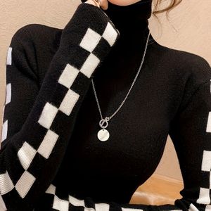 Plus Size Gebreide Trui, Casual Turtleneck Lange Mouw Trui Voor Herfst & Winter, Vrouwen Plus Size Kleding