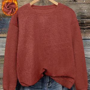 Casual Ronde Hals Kleur Pullover | Veelzijdige Herfst-Winter Dames Trui