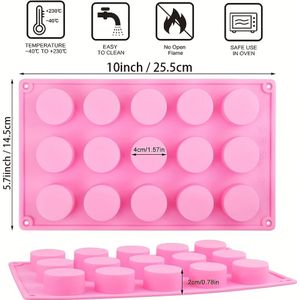 15-Holte Siliconen Mal voor Cilindrische en Rechthoekige Zeepmallen, Geschikt voor Badbommen, Douchegel, Hydraterende Balsem, Beewax en Kaarsen - Handgemaakte Badstoommallen