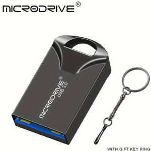 MICRODRIVE Mini Metal 3.0 USB Flash Drive 16GB 32GB 64GB 128GB USB Geheugenstick Pendrive USB Sticks voor PC, laptop, tablet, autoradio, veelzijdige en betrouwbare gegevenspartner Zwart/