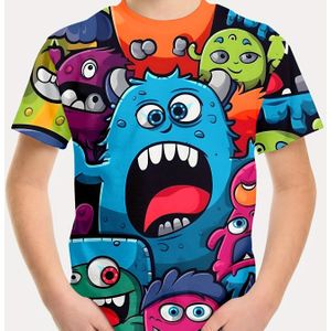 Boys' Casual Short Sleeve T-shirt With 3d Cartoon - 100% Polyester Breathable Summer Top, Stretch & Machine Washable For Kids 2-12 Years, Children's Playwear | Colorful Design | , Boy Shirts