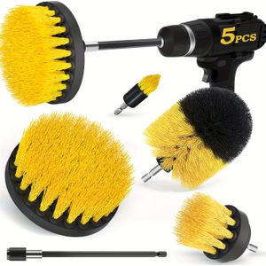 5-piece Drill Brush Attachment Set For Cleaning - Brushes For Grout, Floors, Tub, Shower, Tile, Surfaces, Tool Included - No Electricity Needed