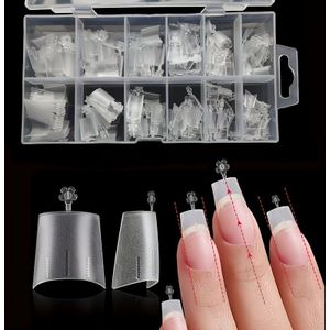 Medium Vierkante Nepnagelstickers, 240 stuks Zachte Gel X Matte Halfbedekte Acrylnagels in 12 Maten voor Nagelverlenging