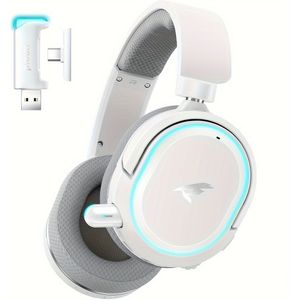 Picun G2 Draadloze Gaming Headset | 2.4GHz Ultra-Lage Latentie, Geluidsonderdrukkende Microfoon, 7.1 Surround Sound, Gloeiende LED Verlichting, USB-C Zender met USB-A Adapter voor PS5, PS4, PC