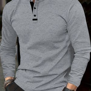 Klassiek Rood Herenoverhemd met Vintage Knoopontwerp – Comfortabele Lange Mouwen, Ronde Hals, Kleur, Perfect voor Lente en Herfst, Casual Zakelijke Kleding, Niet-Doorschijnende Stof