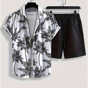 Set Heren Casual Polyester Revers Hemd en Broek Set - Geometrische Palmboom , Geweven Niet-Rekbaar , Reguliere Pas Lash Set