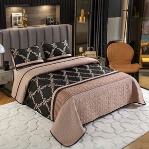 3-delige geborstelde beddengoedset met geborstelde print, Europees zwart bloemenpatroon -delige beddengoedset