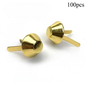 2D Plat - 100 stuks Gouden Paddenstoel Voet Rivet Onderkant Studs, Platte Nagelkoppen voor Leer Ambacht, Tas & Handtas Maken, DIY Portemonnee Maken
