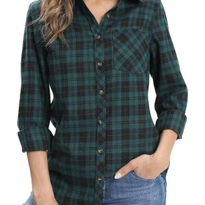 Elegante damesrondel shirt met lange mouwen en zakken - Slim fit, button-up kraag, geometrisch , lichtgewicht & ademend voor lente/zomer, casual tot formele kleding, dames shirts