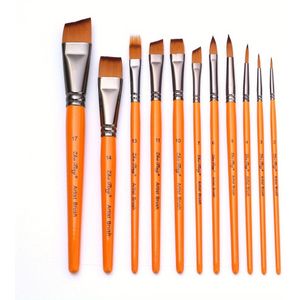 11-delige Professionele Gezichtsverfkwastenset met Nylon Haren - Veelzijdig voor Aquarel & Embossing, Inclusief Brede & Detailkwasten, Ideaal voor Artistiek Make-up & Ontwerpen, Make-upkwasten