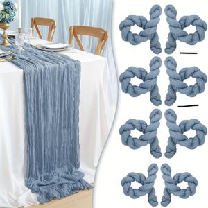 TEMU 10 stukken blauw-grijze kaasdoek tafeldek 35x118 inch 8 bohemia gauze stof tafeldek landelijke transparante dek bruiloft verjaardag babyshower feest bohemia tafeldecoratie