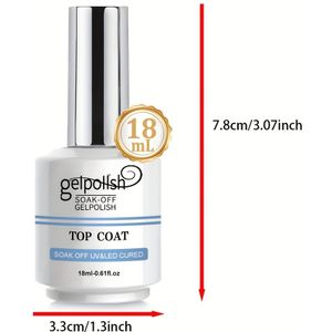 18ml No Wipe Gel | Glanzende Finish en Langdurige, Soak Off LED Nagellamp Gel, Ideaal voor Vrouwen, Geschikt voor Thuis en Nagelstudio, Vereist /LED Lamp voor Applicatie