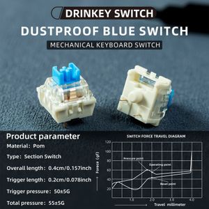 Mechanisch Toetsenbord Schakelaar, 3PIN Hot-Swap, Game Stijl, Duurzaam Plastic, Koperen Huls, Reparatie Compatibel, Beschikbaar in Zwart, Rood, , Blauw