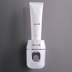 1 stuk Aswei Wandgemonteerde Automatische Tandpasta Uitknijper - Hoogwaardige Kunststof Dispenser, Geen Boren Nodig, Witte & Grijze Opties, Badkameraccessoire voor Efficiënt Tandpastagebruik
