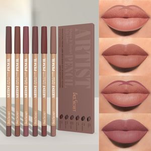 6-delige Nude Lip Liner Make-up Set - en Langhoudend, Waterdicht Mat Effect, Langdurig en Duurzaam, Makkelijk te Kleuren en Niet-Smeur Lip Liner, Geschikt voor Dagelijkse Make-up