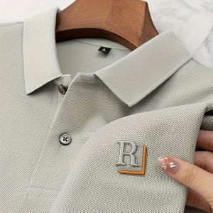 Herren Zomer Korte Mouw Shirt - Olijfgroen met 'PR' Logo, 100% Polyester, Ademend & Rekbaar, Klassieke Kraag, Wasmachinebestendig, Casual & Business Casual Veelzijdige Top