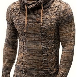 Herensweater Slim Fit - Rekbare Hoge Elasticiteit, Stack Neck Lange Mouwen Casual Pullover voor Herfst Winter, Kleur, Handwas/Droogreinigen, Textuur , Comfortabele Kleding