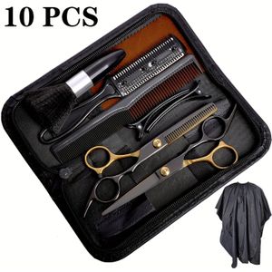 8/10- Haarknipset, Zwart Gouden Professionele Thuis Knipset voor Kappers/Salons, Dunnermakende Scharen, Haar Knipscharen voor Mannen Vrouwen en Huisdieren