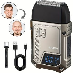 SOLIMPIA USB Oplaadbare Elektrische Scheerapparaat voor Mannen - Dubbele & Drievoudige Mesopties, Waterdicht, Draadloze Baardtrimmer met LCD-Scherm