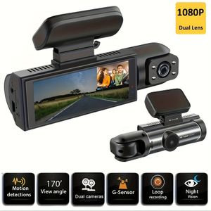 3.16-inch Dubbele Lens Dashcam - met Infrarood Nachtzicht, Dubbelkanaals 1080P Voor- en Achterste Breedhoek Opname, 24-uurs Parkeermonitoring , Lusopname, IPS Scherm, Algehele Parkeermonitoring