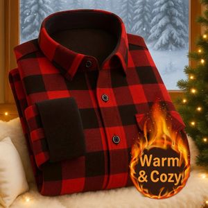 2025 Nieuw Heren Winter Flanellen Overhemd | Verdikte Warme Revers Knoopzak Jas, Zacht Ruitpatroon, Mouw, Enkelrijig, Kerst Cadeau, Meerdere Kleuren