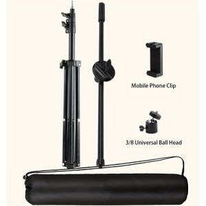 KKMT IJzeren Horizontale Stang Overhead Schieten Enkele Draagbare Telefoon Clip Beugel, Draagbaar, Verstelbare Hoogte, Balhoofd Statief Hoofd, met Vulling Licht, voor -up, Kleding Live Streaming