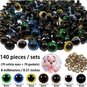 140 stuks Kleurrijke Plastic Veiligheidsogen met Ringen, Beschikbaar in 5 Maten
