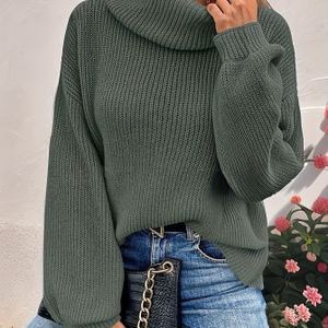 Dames Ribgebreide Trui met Hoge Hals | Elegante Kleur Pullover, Knusse Casual Turtleneck Top voor Dames | Stijlvol & Comfortabel, Perfect met Jeans, Ideaal voor