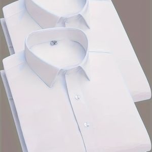 Pack van Twee Elegante Herenoverhemden in Kleur met Lange Mouwen voor Alle Seizoenen, Casual Zakelijk Overhemd, Lichtgewicht, Pasvorm, Enkelrijig Gesloten, Met Stropdas, Feestelijke Uitje