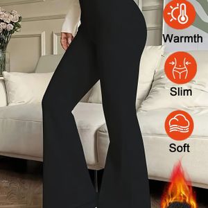 Dames Plus Size Wijdpijp Wijde Broek - Hoge Taille Stretch Broek met Wijde Pijpen, (Pasvorm) voor Casual & Formele Kleding, Wasmachinebestendig - Warme Winterbroek voor Curvy Vrouwen