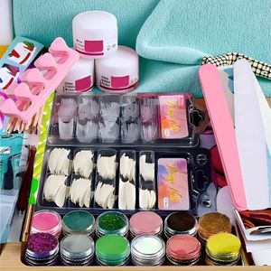 21-in-1 Acryl Nagel Kit voor Beginners, 12 Kleuren Glitter Acryl Roze Wit Roze Acryl Poeder Nagelverlenging Professionele Manicure Set Acryl Tools Acryl Benodigdheden Vrouwen Cadeau