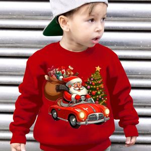 Jongens' Gezellige Fleece-Gevoerde Kerstsweatshirt met Kerstman & - Casual Lange Mouwen Pullover voor Herfst/Winter