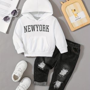 Baby's Western Outfit - Gehaarde Denim Romper met Kapachtige Capuchon & Zak, Korte Mouwen Jumpsuit, Wasmachinebestendig Casual Speelkleding (Geen Droger, Drukknoopsluiting), Perfect voor Buiten