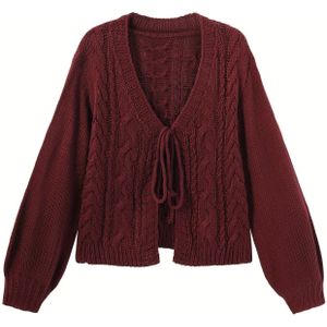 Korte Mouwen Herfst- en Wintercardigan met Lantaarnmouwen voor Vrouwen