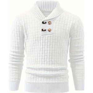 Herensweaters van polyester met geometrisch en reverskraag - Stof met hoge rekbaarheid, reguliere pasvorm voor herfst/winter pullover