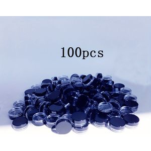 100st Mini 3g Plastic Crèmepotten met Zwarte Deksel - Draagbare & Lekvrije Make-up Monstercontainers, Ideaal voor Reizen & Cosmetische Verpakking