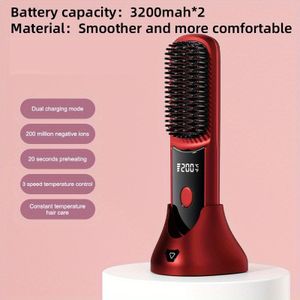 Draagbare Draadloze Krulborstel Type-C Snelle Oplaad- En Stoeloplading Dubbele Oplaad LCD-scherm Display Constante Temperatuur Draagbare Styling 2600/3200mAh Lithiumbatterij