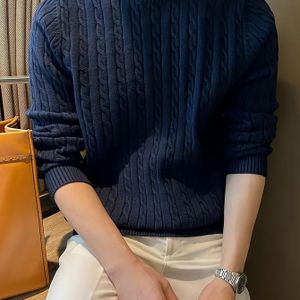 Heren Casual Trui met Ronde Hals - Zachte, Rekbare Pullover met Twist Detail, Lange Mouwen, Kleur, Regular Fit voor Herfst/Winter, Casual Kleding, Alledaagse Top, Gebreid