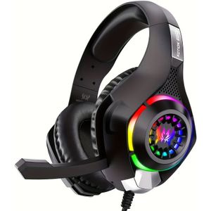 GS410 Gaming Headset voor PC, PS4, PS5, Gaming Headset met ruiszegende microfoon RGB-licht, basomgeving, zachte geheugen-oorbellen Over-Ear Headphones voor /S, NS