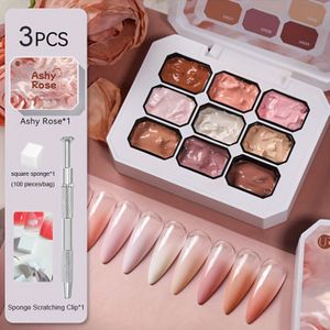 UR SUGAR 9 Kleuren/1 Set Pat Painting Gel voor Nagelverf, Gradient Stempelpatroon met Sponzen & Krasclip