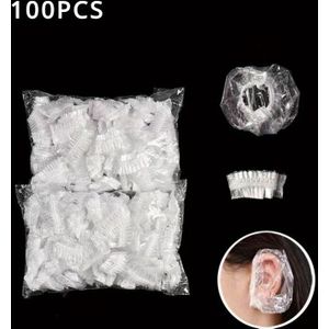 100 stuks Doorzichtige Wegwerp Oorbeschermers - Waterdichte Douchehoezen voor , Haarverven & Salongebruik, Oorkappen voor Camperdouches
